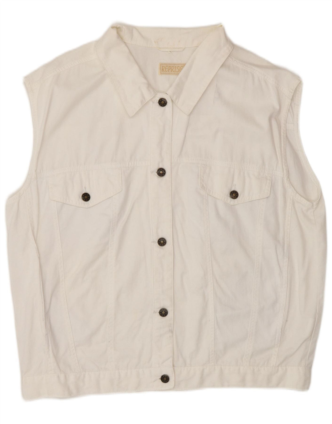 Reprise Womens Denim Gilet IT 46 Large White Cotton