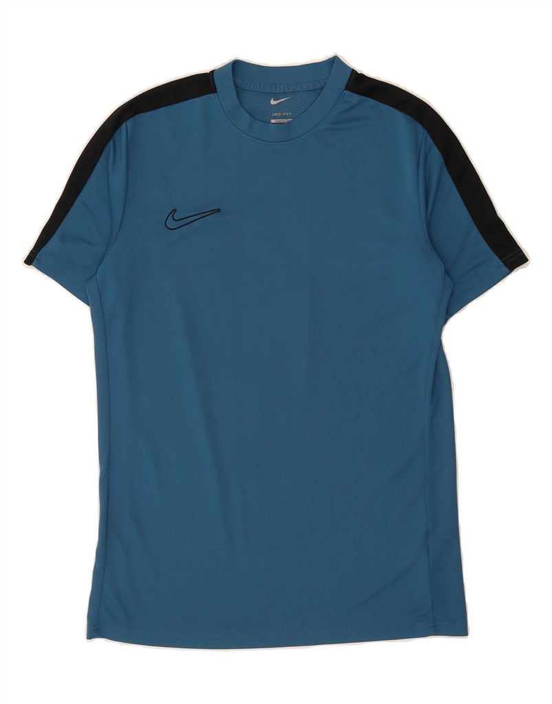 NIKE Mens Dri Fit Slim Fit T-Shirt Top Medium Blue Colourblock Polyester Vintage Nike and Second-Hand Nike from Messina Hembry 