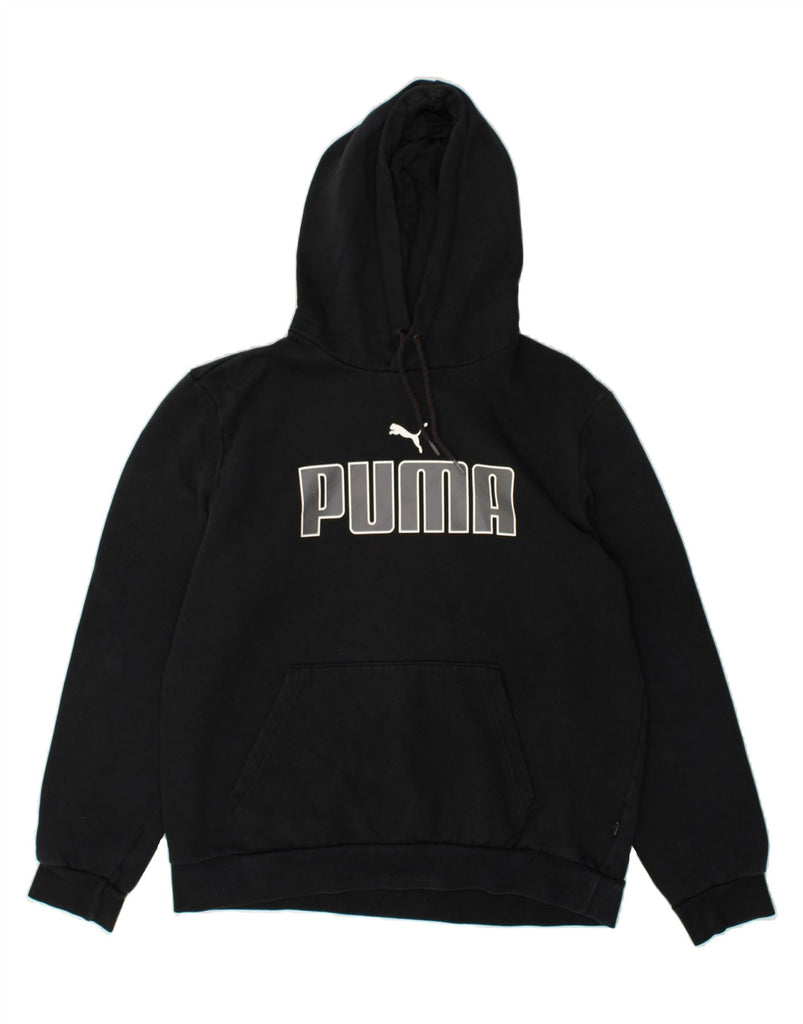 PUMA Mens Graphic Hoodie Jumper Large Black Cotton | Vintage Puma | Thrift | Second-Hand Puma | Used Clothing | Messina Hembry 