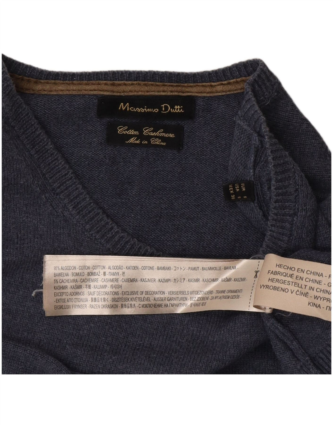 Massimo Dutti Mens Crew Neck Jumper Sweater Small Blue Cotton