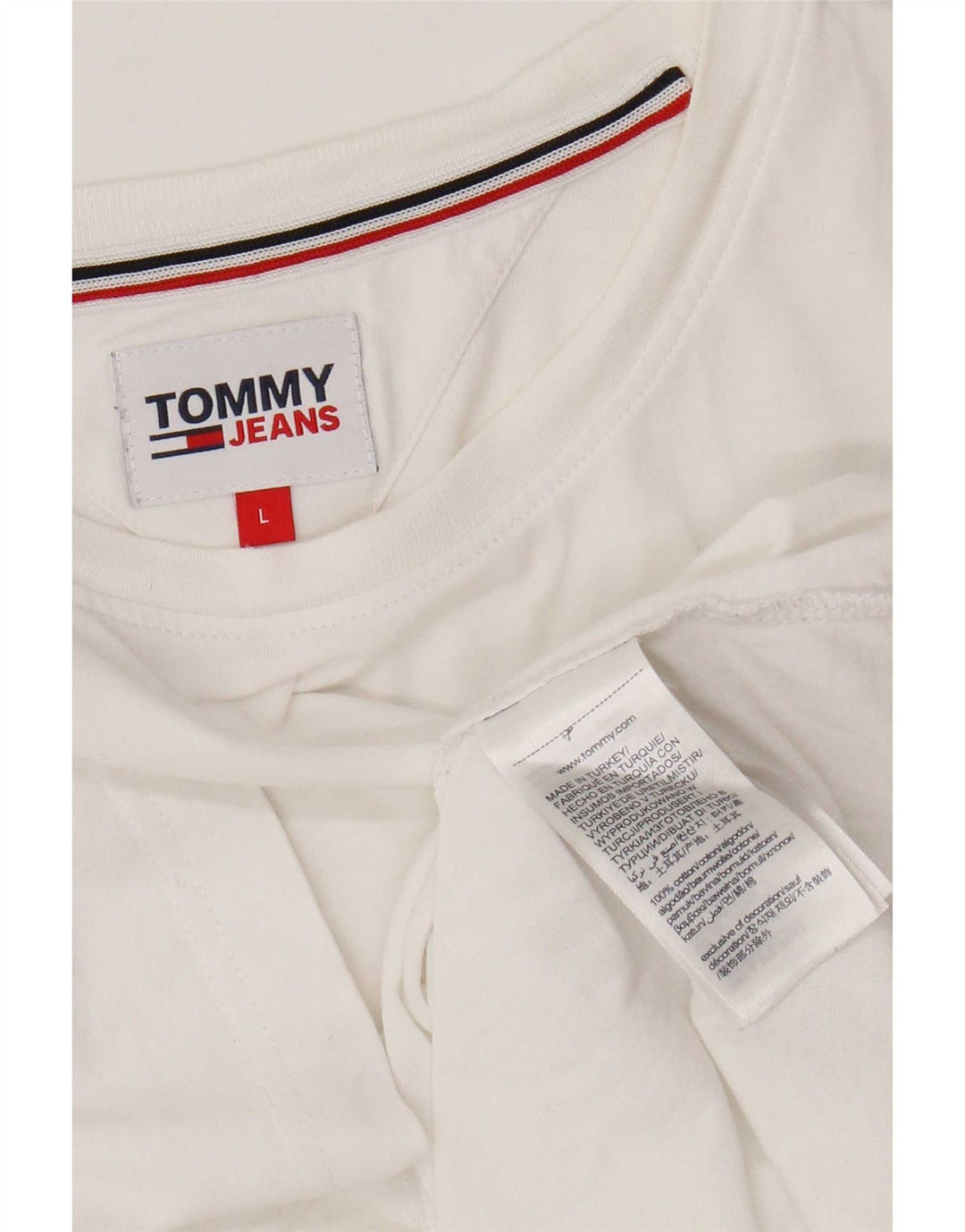 Tommy Hilfiger Mens T-Shirt Top Large White Cotton