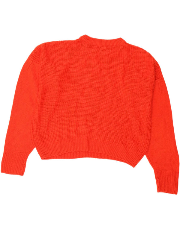 Topshop Womens Crop Oversized Crew Neck Jumper Sweater UK 8 Small Red