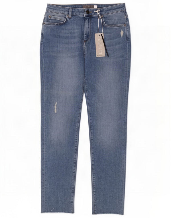MINT VELVET Womens Distressed Straight Jeans UK 10 Small W28 L28 Blue