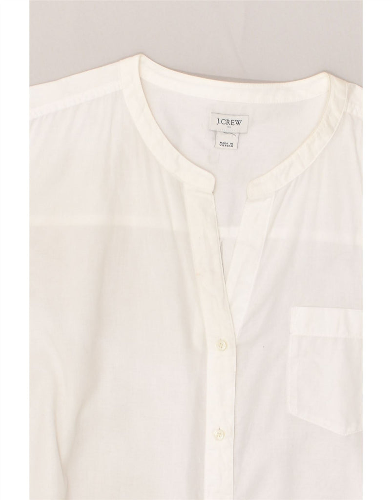 J. CREW Womens Front Tie Short Sleeve Shirt Blouse UK 22 3XL White Cotton | Vintage J. Crew | Thrift | Second-Hand J. Crew | Used Clothing | Messina Hembry 