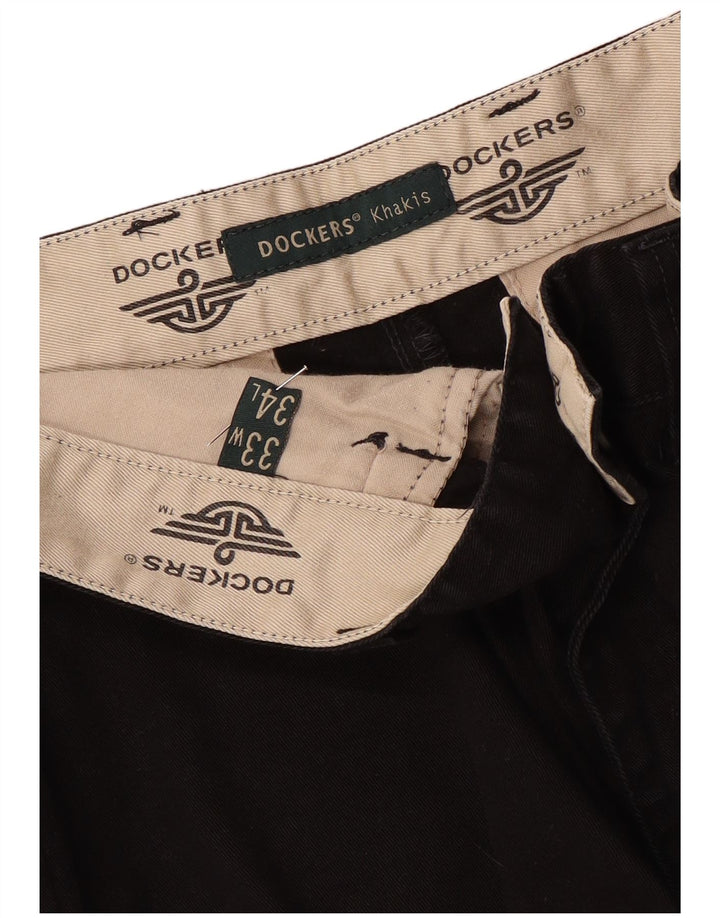 Dockers Mens Khakis Straight Casual Trousers W33 L26 Black