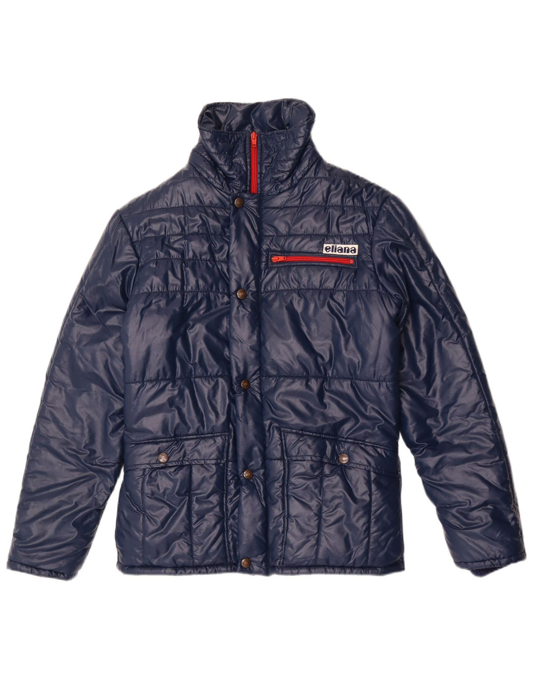 Eliana Womens Hooded Padded Jacket IT 44 Medium Navy Blue Polyamide