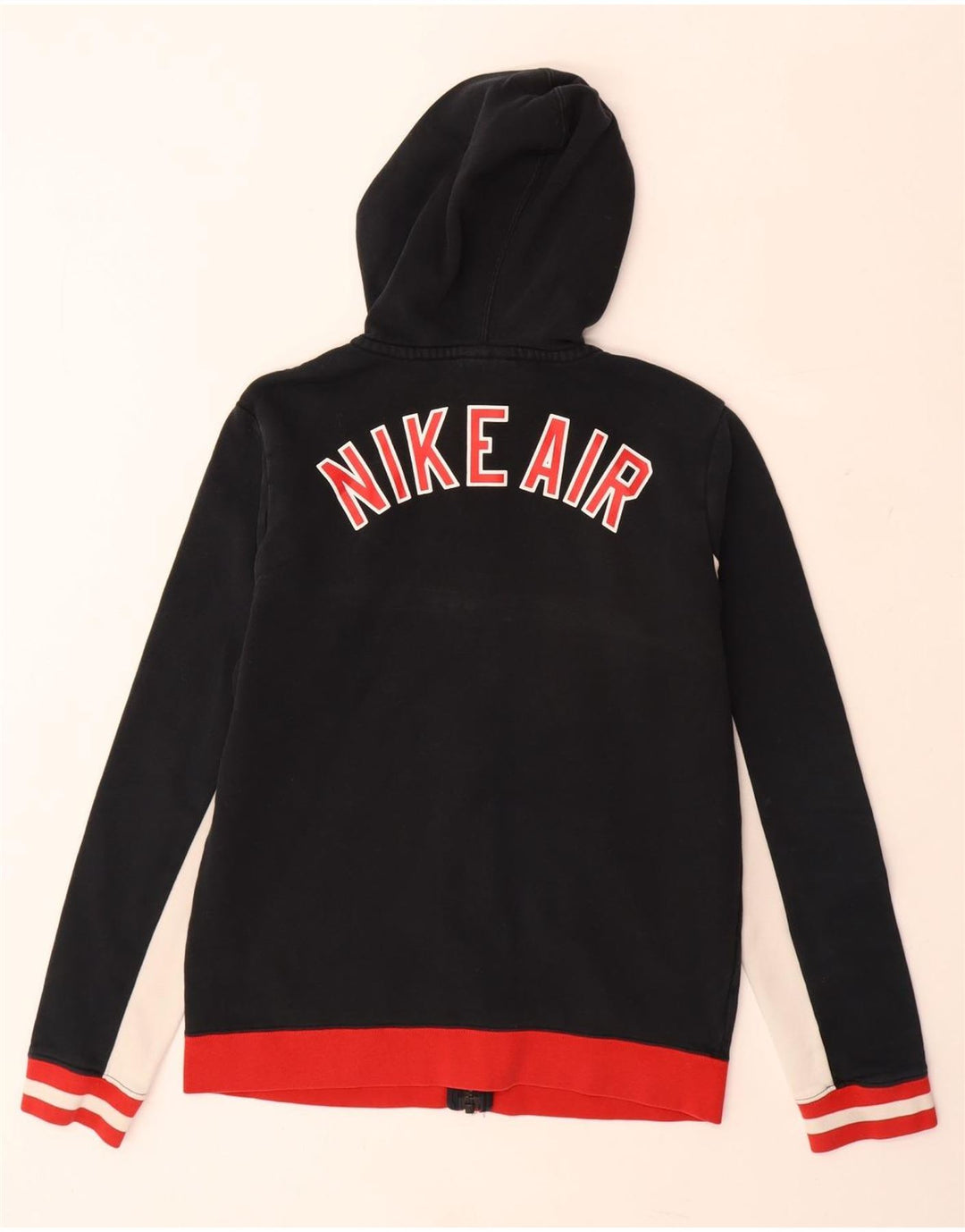 NIKE Boys Graphic Zip Hoodie Sweater 13-14 Years XL Black Colourblock
