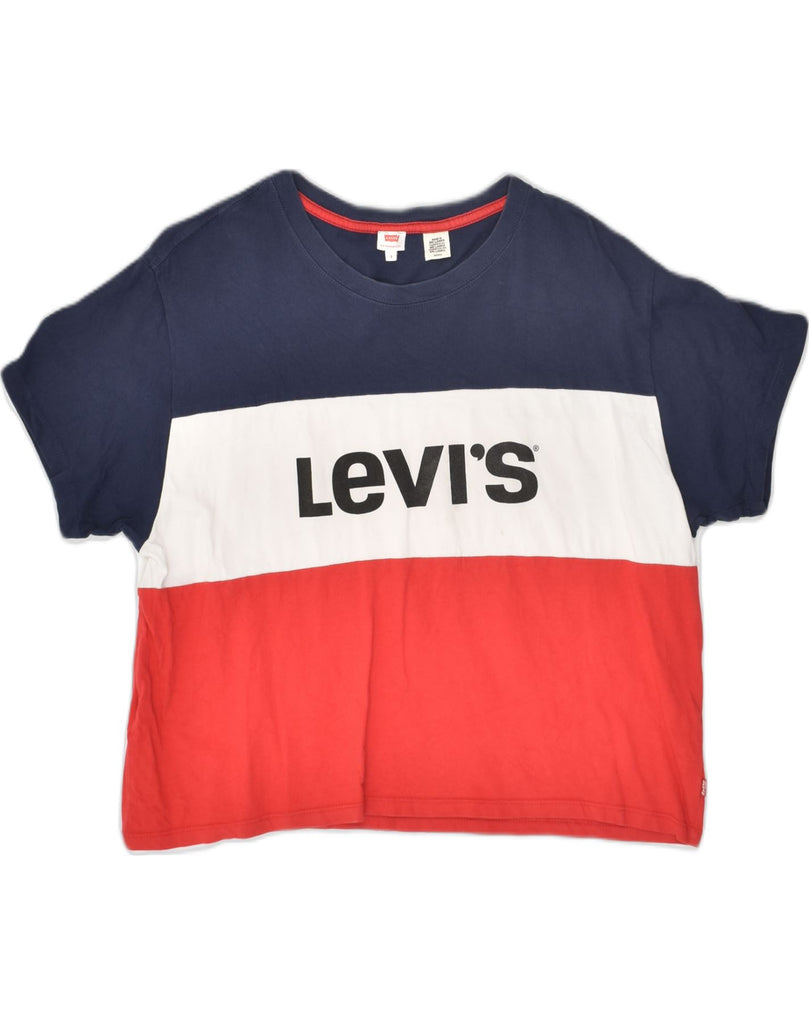 LEVI'S Womens Oversized Crop Graphic T-Shirt Top UK 10 Small Red | Vintage Levi's | Thrift | Second-Hand Levi's | Used Clothing | Messina Hembry 