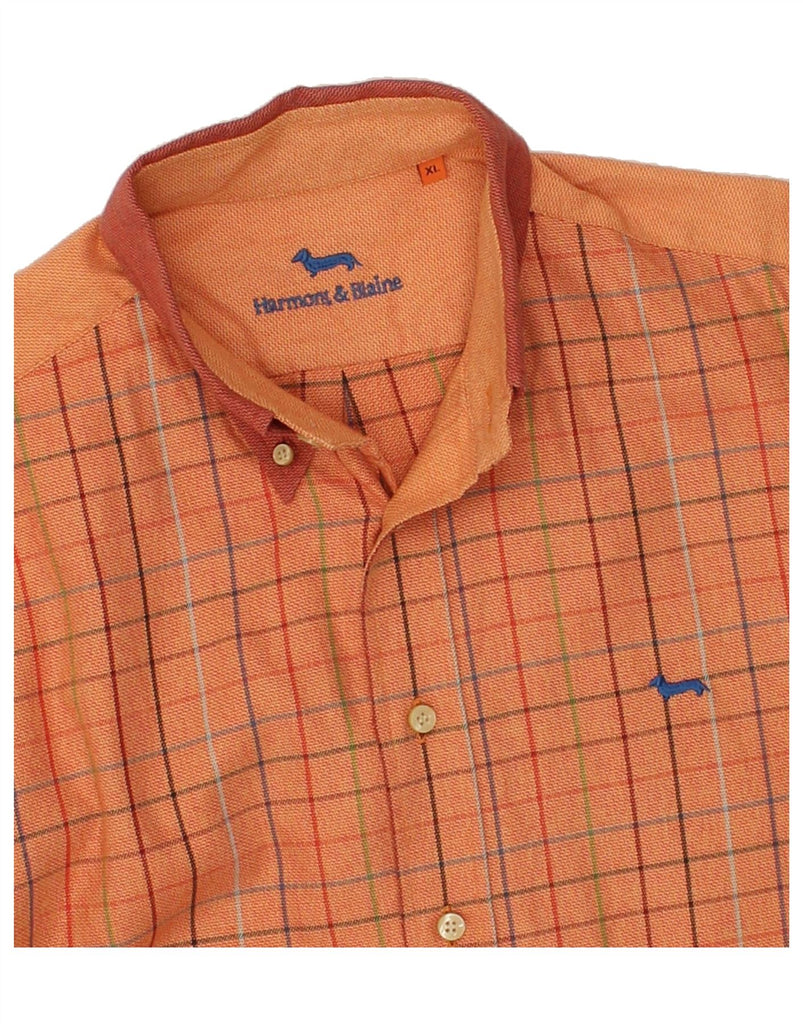 HARMONT & BLAINE Mens Shirt XL Orange Check Cotton Vintage Harmont & Blaine and Second-Hand Harmont & Blaine from Messina Hembry 