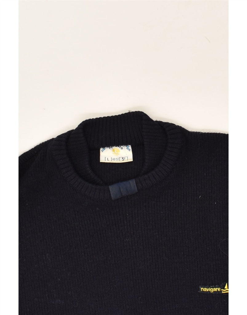 NAVIGARE Mens Crew Neck Jumper Sweater Large Navy Blue | Vintage Navigare | Thrift | Second-Hand Navigare | Used Clothing | Messina Hembry 