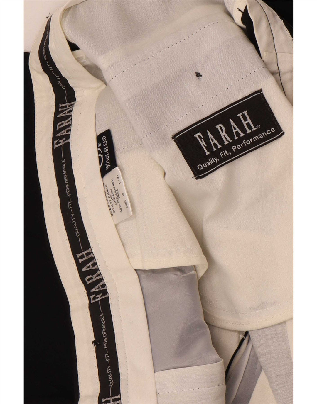 Farah Mens Straight Suit Trousers W36 L26 Black Polyester