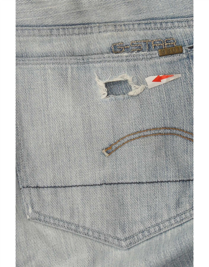G-Star Mens Distressed Straight Jeans W32 L34 Blue Cotton