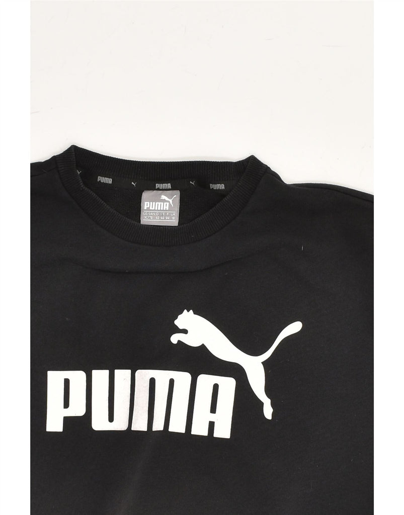 PUMA Womens Graphic Sweatshirt Jumper UK 16 Large Black Cotton | Vintage Puma | Thrift | Second-Hand Puma | Used Clothing | Messina Hembry 