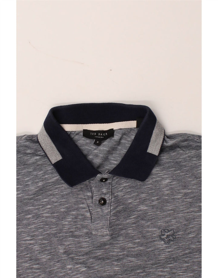 TED BAKER Mens Polo Shirt Size 3 Medium Navy Blue Flecked Cotton Vintage Ted Baker and Second-Hand Ted Baker from Messina Hembry 