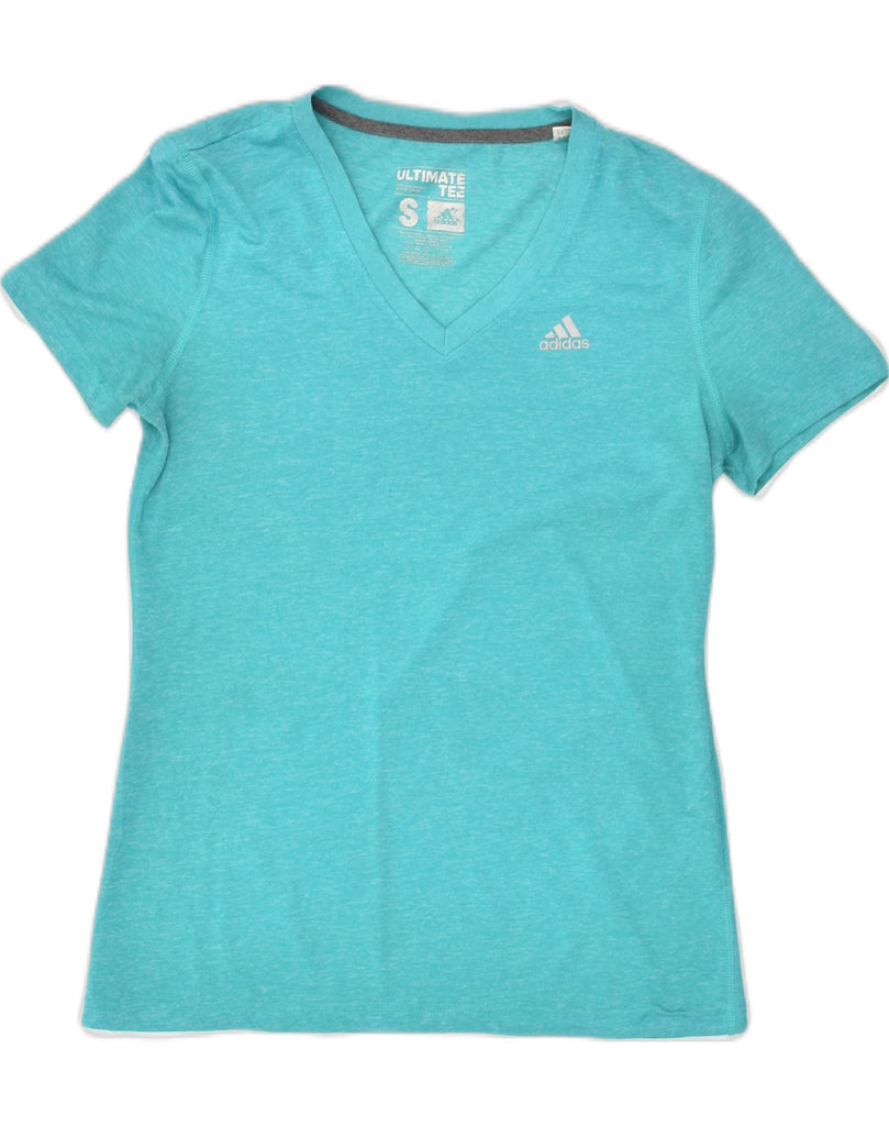 ADIDAS Womens T-Shirt Top UK 10 Small Blue Polyester | Vintage Adidas | Thrift | Second-Hand Adidas | Used Clothing | Messina Hembry 