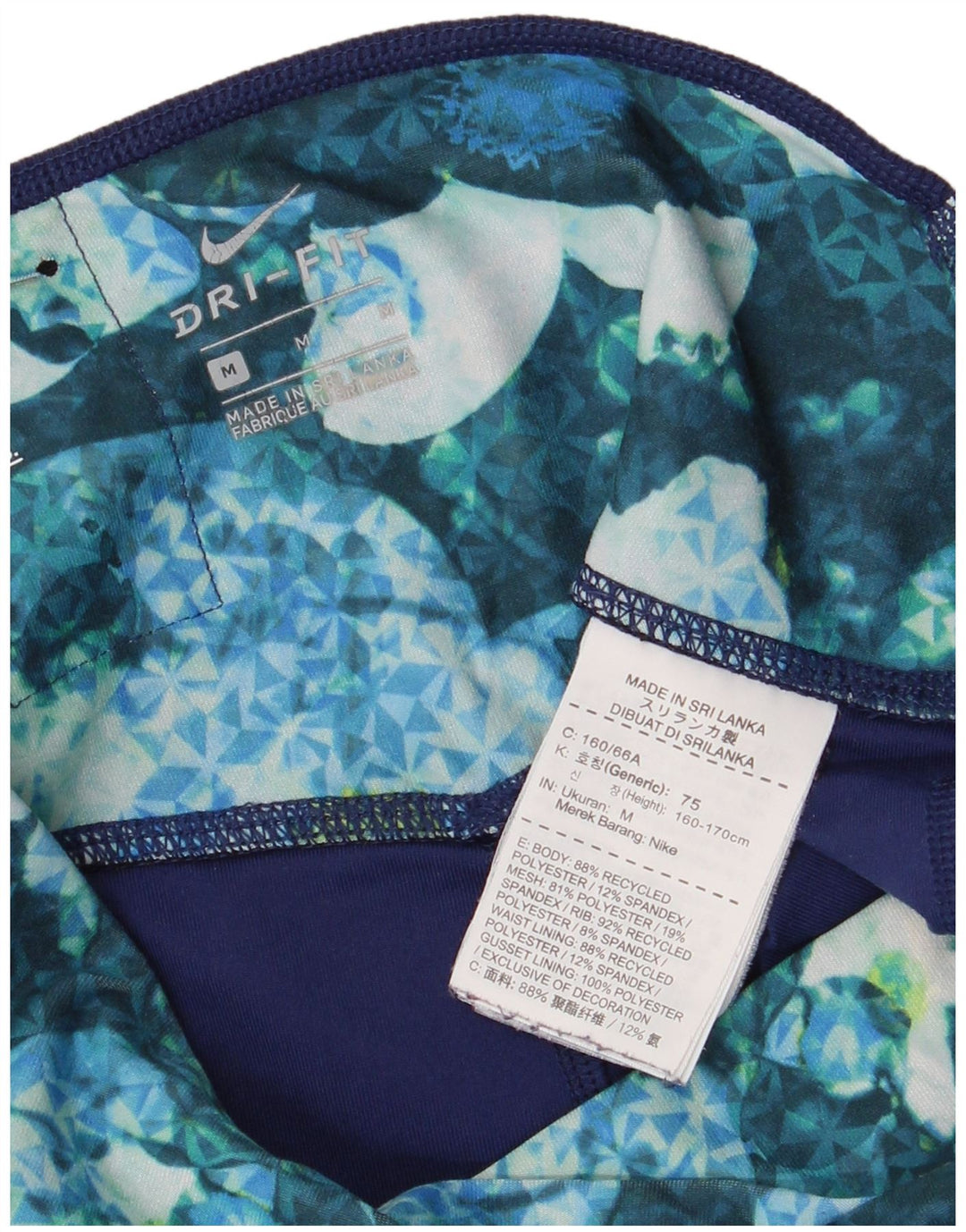 Nike Womens Dri Fit Capri Leggings UK 12 Medium Multicoloured Floral