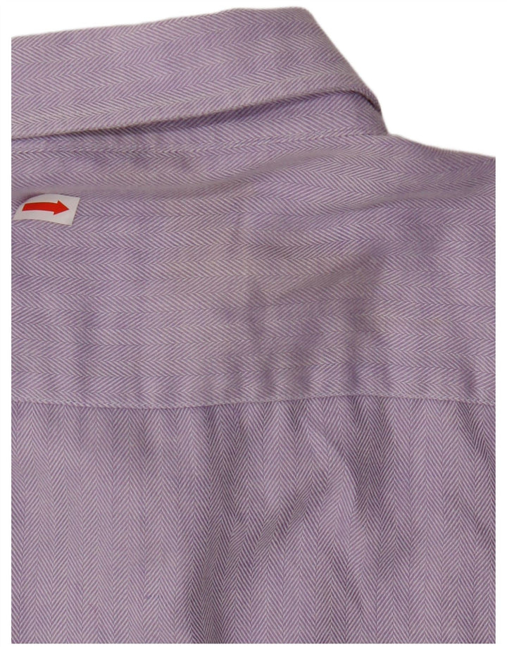 Pierre Cardin Mens Shirt Size 17 1/2 43 XL Purple Herringbone Cotton