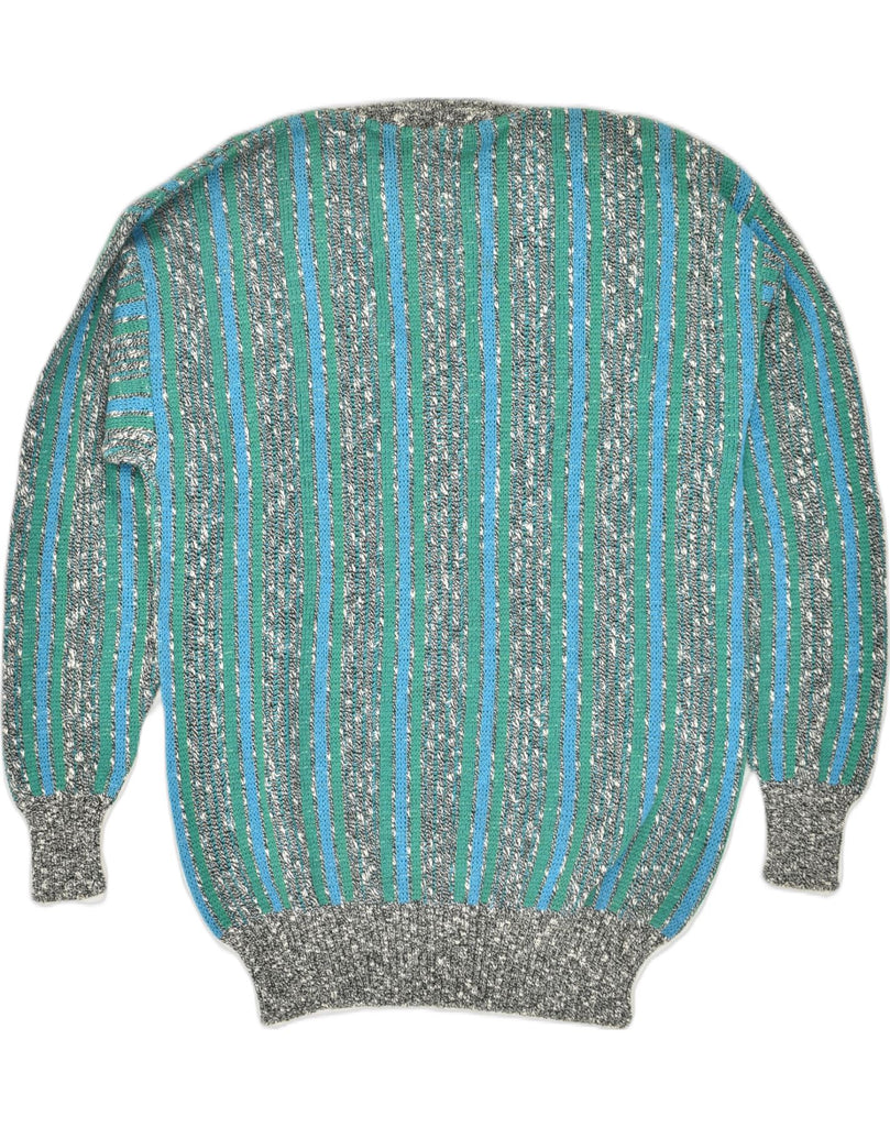 RODES Mens V-Neck Jumper Sweater XL Blue Striped Cotton | Vintage Rodes | Thrift | Second-Hand Rodes | Used Clothing | Messina Hembry 