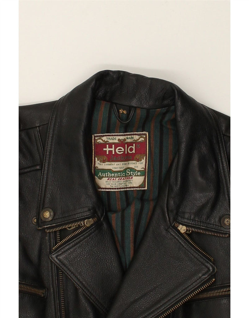 HELD Mens Slim Leather Biker Jacket IT 56 3XL Black Leather Vintage Held and Second-Hand Held from Messina Hembry 