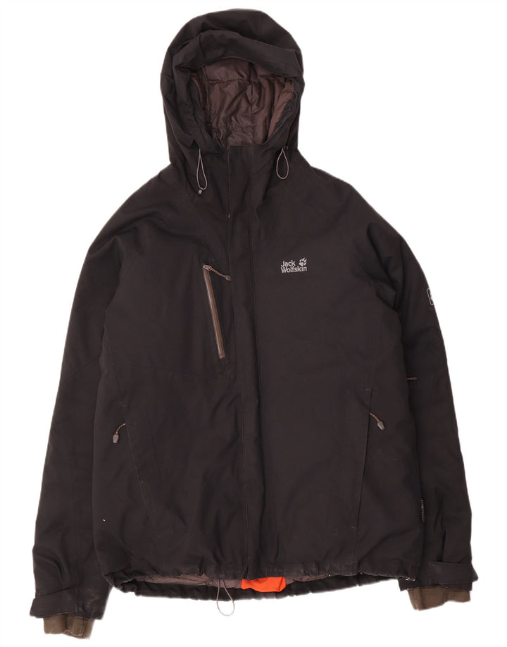 Jack Wolfskin Mens Hooded Padded Jacket UK 40/42 Large Black Polyester