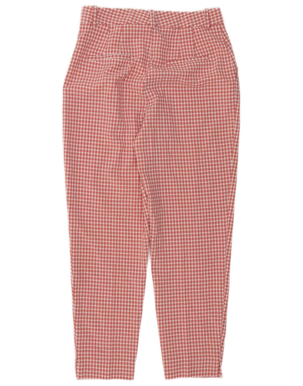 Zara Womens High Waist Tapered Chino Trousers Medium W28 L27 Red Gingham
