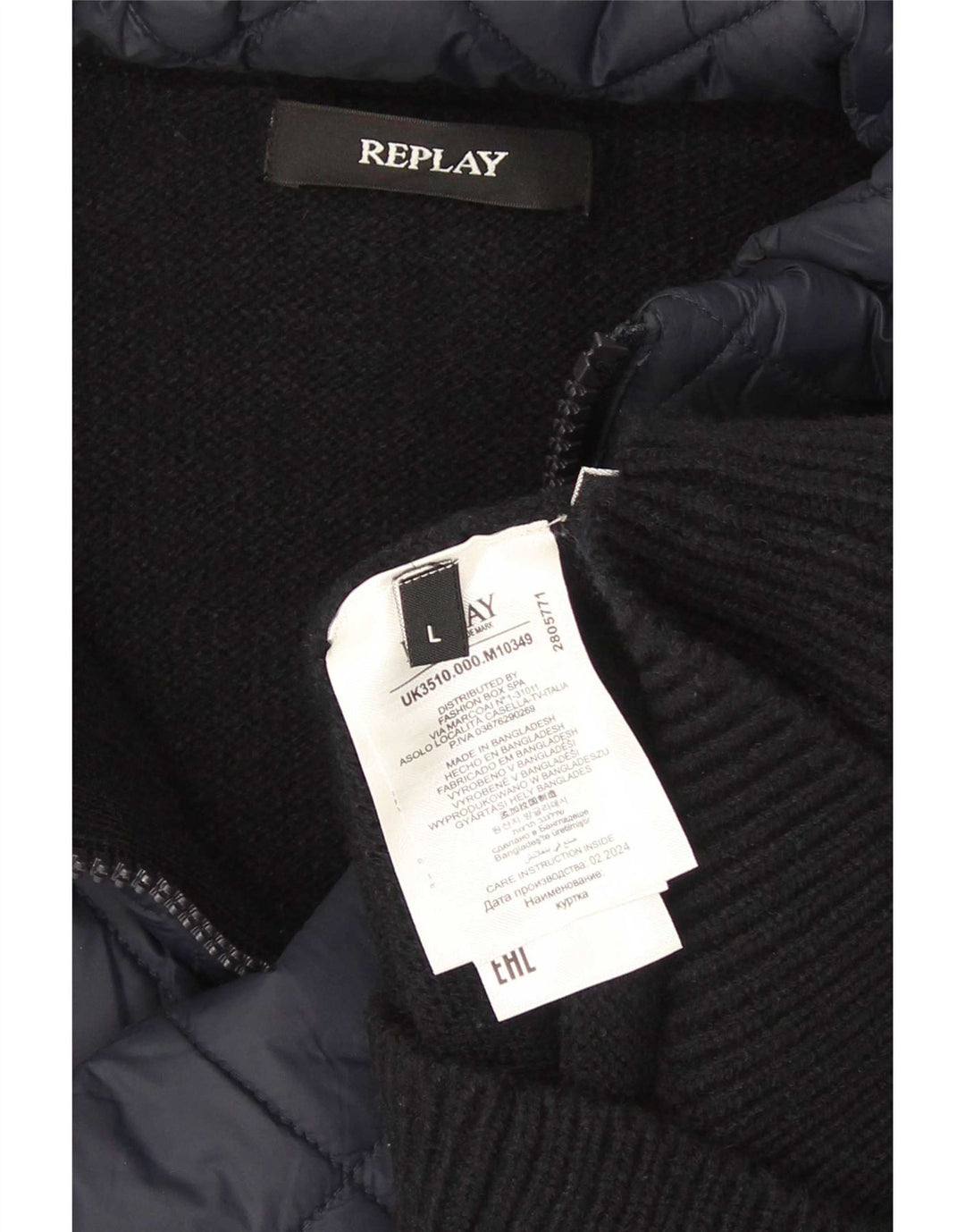 Replay Mens Cardigan Sweater Large Navy Blue Acrylic