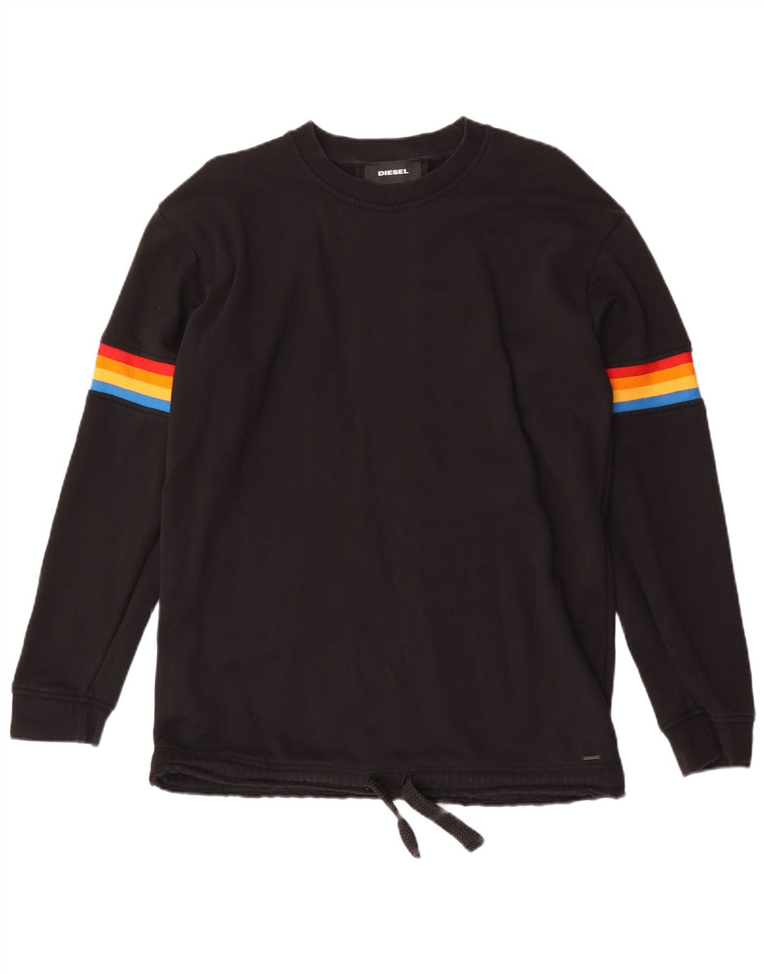 Diesel Mens Sweatshirt Jumper Large Black Striped Cotton