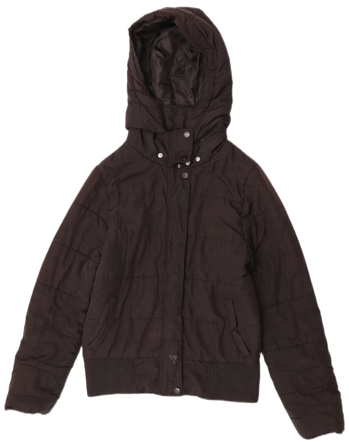 Fila Womens Hooded Windbreaker Jacket UK 12 Medium Black Polyester