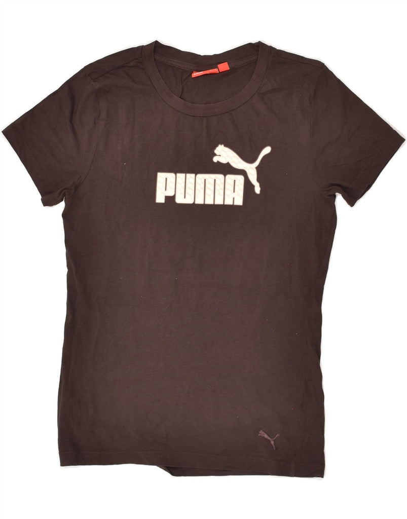 PUMA Womens Graphic T-Shirt Top UK 10 Small Brown | Vintage Puma | Thrift | Second-Hand Puma | Used Clothing | Messina Hembry 