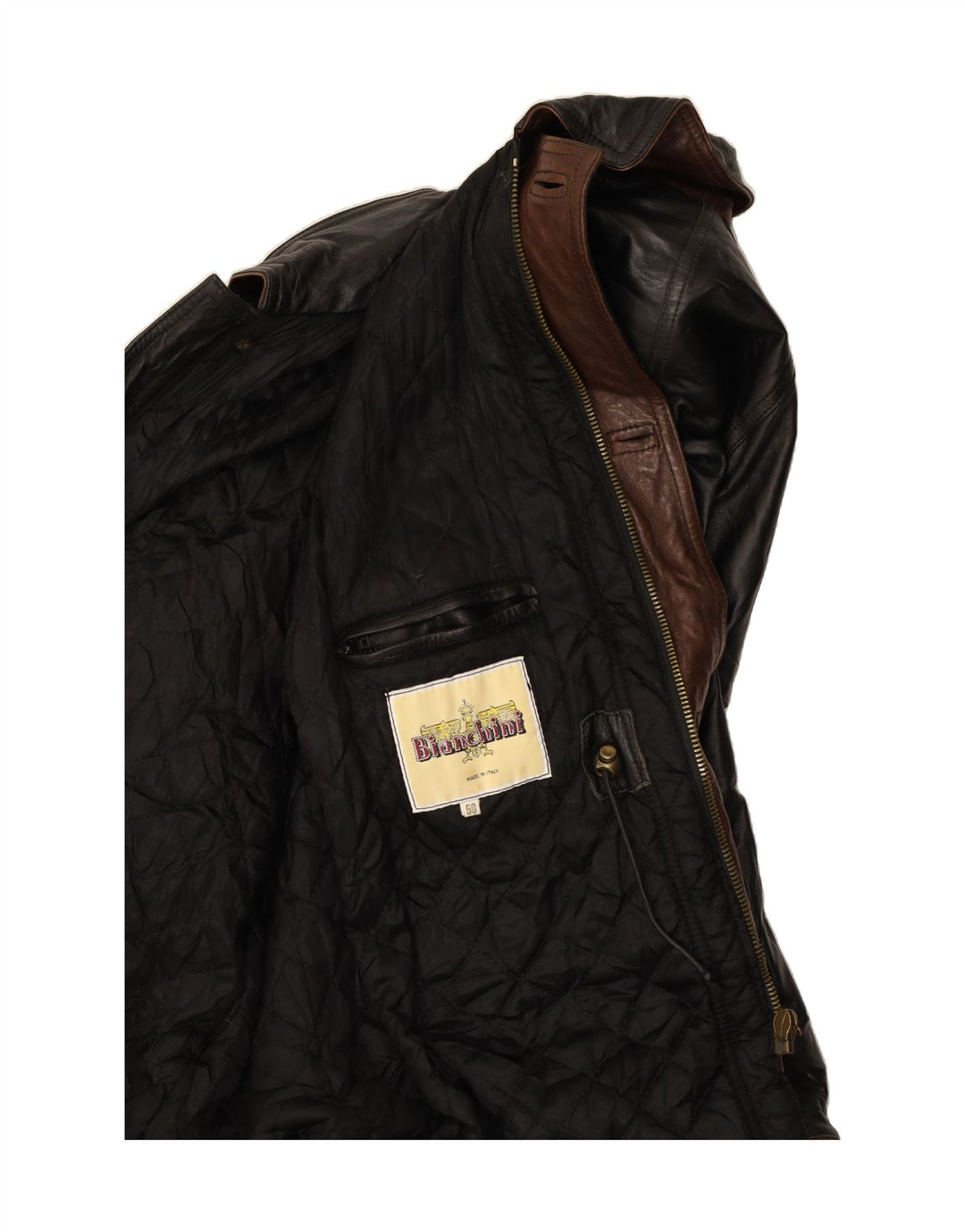 VINTAGE Mens Leather Jacket IT 50 Large Black