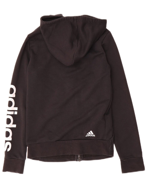 Adidas Womens Graphic Zip Hoodie Sweater UK 4/6 XS Black Cotton