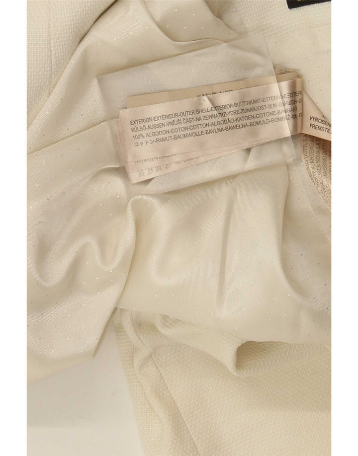 Massimo Dutti Womens 1 Button Blazer Jacket EU 40 Medium Off White Cotton