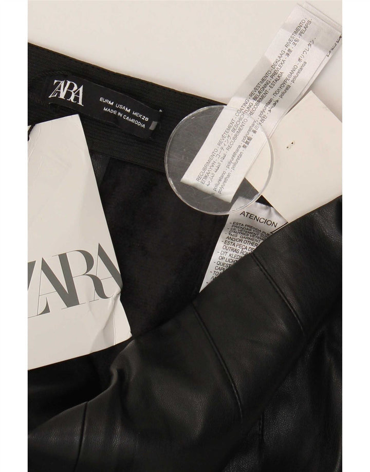 Zara Womens Faux Leather Leggings Medium W28 L27 Black Polyurethane