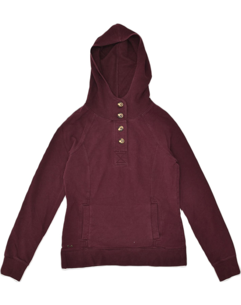 CONVERSE Womens Button Neck Hoodie Jumper UK 14 Medium Maroon Cotton | Vintage Converse | Thrift | Second-Hand Converse | Used Clothing | Messina Hembry 