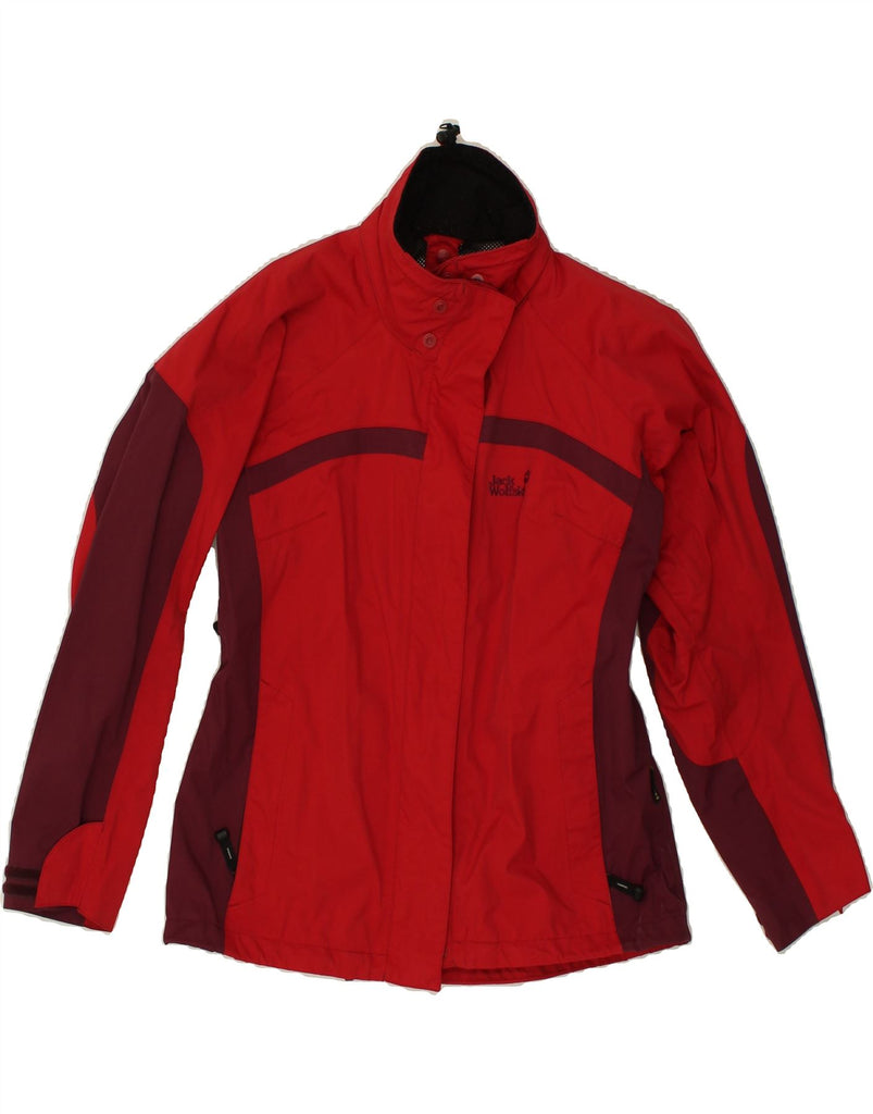 JACK WOLFSKIN Womens Windbreaker Jacket UK 12  Medium Red Colourblock | Vintage Jack Wolfskin | Thrift | Second-Hand Jack Wolfskin | Used Clothing | Messina Hembry 