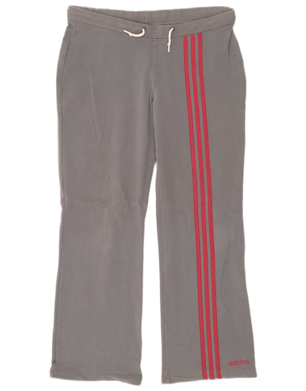 Adidas Womens Tracksuit Trousers UK 14 Medium Grey Cotton
