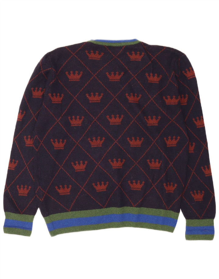 La Martina Mens Abstract Pattern Crew Neck Jumper Sweater Medium Navy Blue