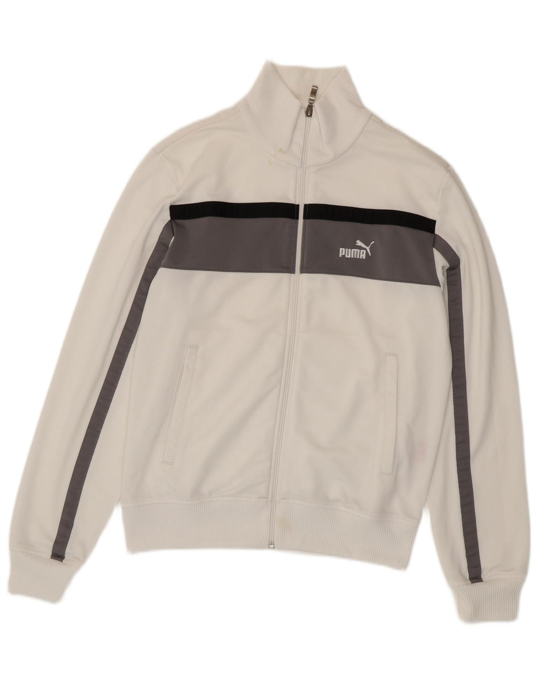 Puma Mens Tracksuit Top Jacket Medium White Colourblock Polyester