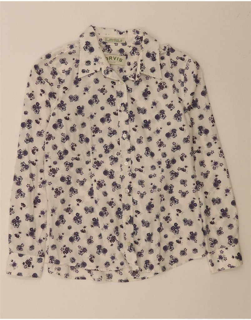 ORVIS Womens Shirt US 8 Medium White Floral Cotton Vintage Orvis and Second-Hand Orvis from Messina Hembry 