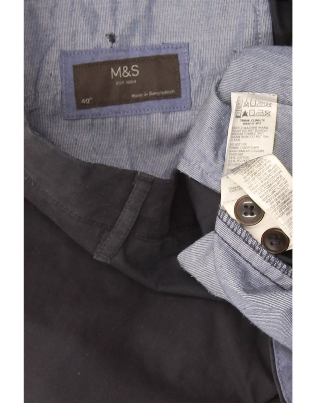 Marks & Spencer Mens Chino Shorts W40 XL Navy Blue Cotton