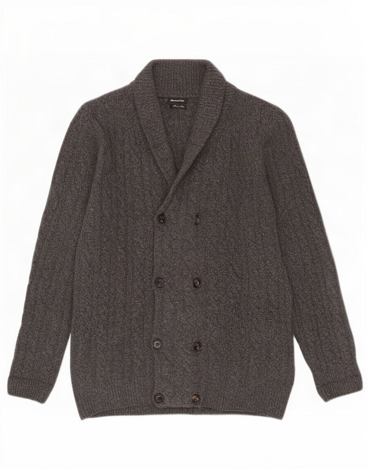 Massimo Dutti Mens Cardigan Sweater Large Grey Wool
