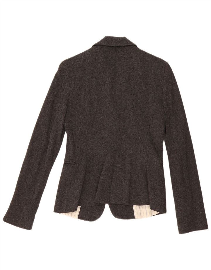 Zara Womens 1 Button Blazer Jacket UK 10 Small Grey Acetate