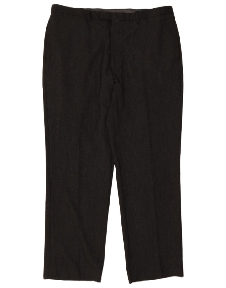 Marks & Spencer Mens Straight Suit Trousers W38 L31 Grey Pinstripe