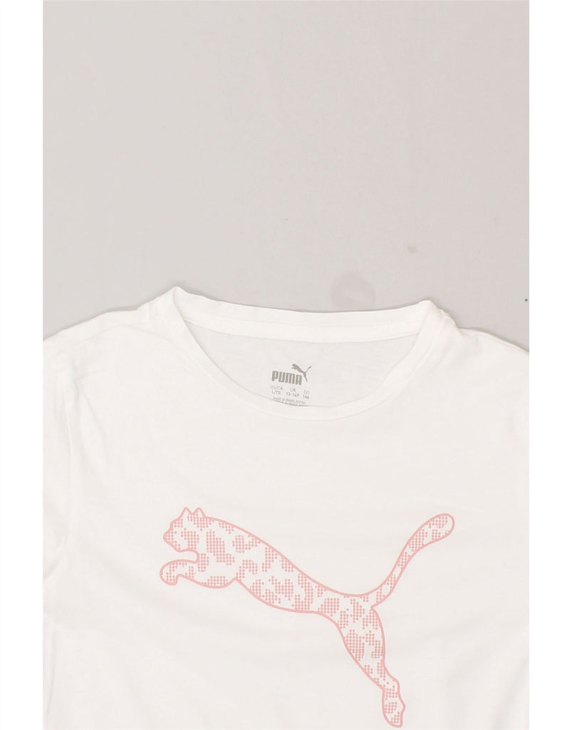 PUMA Girls Graphic T-Shirt Top 13-14 Years White Cotton | Vintage Puma | Thrift | Second-Hand Puma | Used Clothing | Messina Hembry 