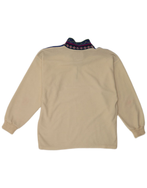 Silvy Womens Zip Neck Fleece Jumper UK 16 Large White Colourblock Polyester