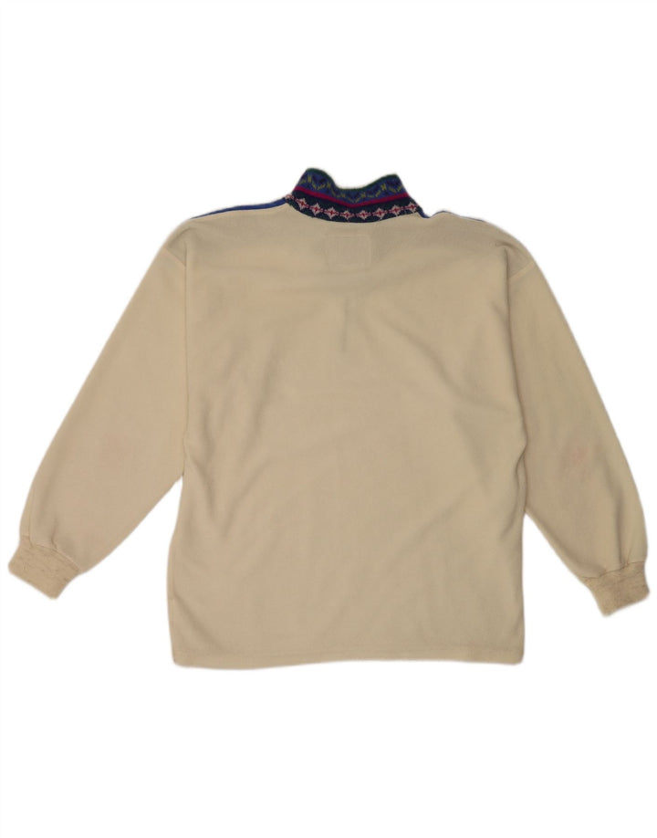 Silvy Womens Zip Neck Fleece Jumper UK 16 Large White Colourblock Polyester