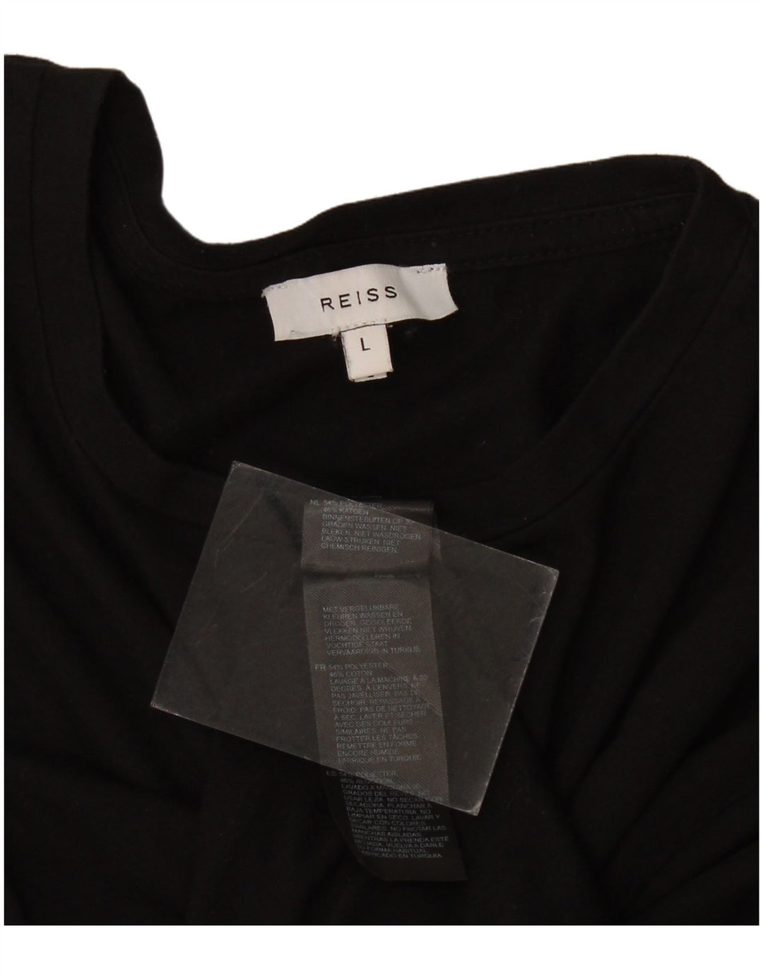 Reiss Mens T-Shirt Top Large Black Polyester