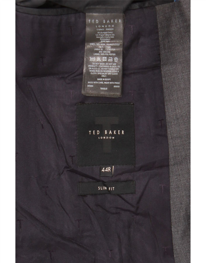 Ted Baker Mens 2 Button Slim Fit Blazer Jacket UK 44 2XL Grey Wool