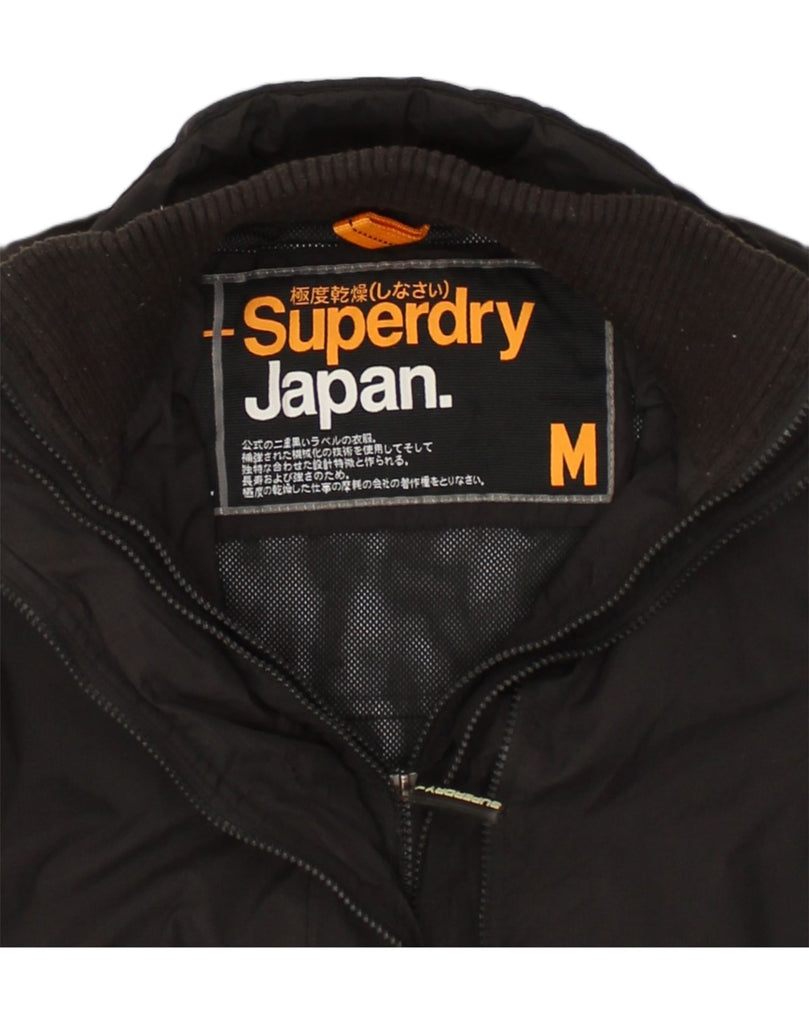 SUPERDRY Womens Rain Jacket UK 14 Medium Black Polyester | Vintage Superdry | Thrift | Second-Hand Superdry | Used Clothing | Messina Hembry 