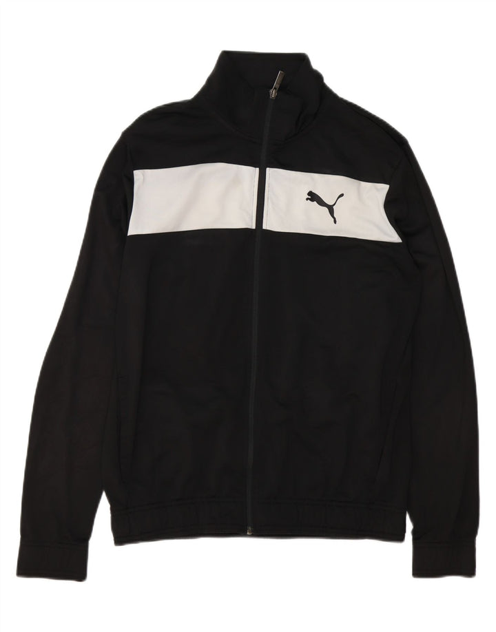 PUMA Mens Tracksuit Top Jacket Medium Black Colourblock Polyester